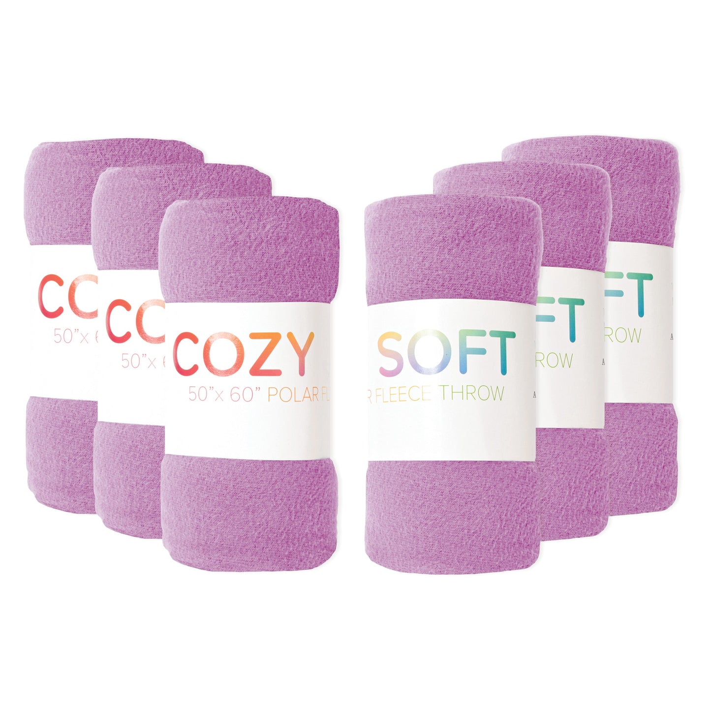 Arkwright Home® Cozy Soft Polar Fleece Throw 50x60 Purple, 24/Case (FLC-PLR-5060-6PK-PU)