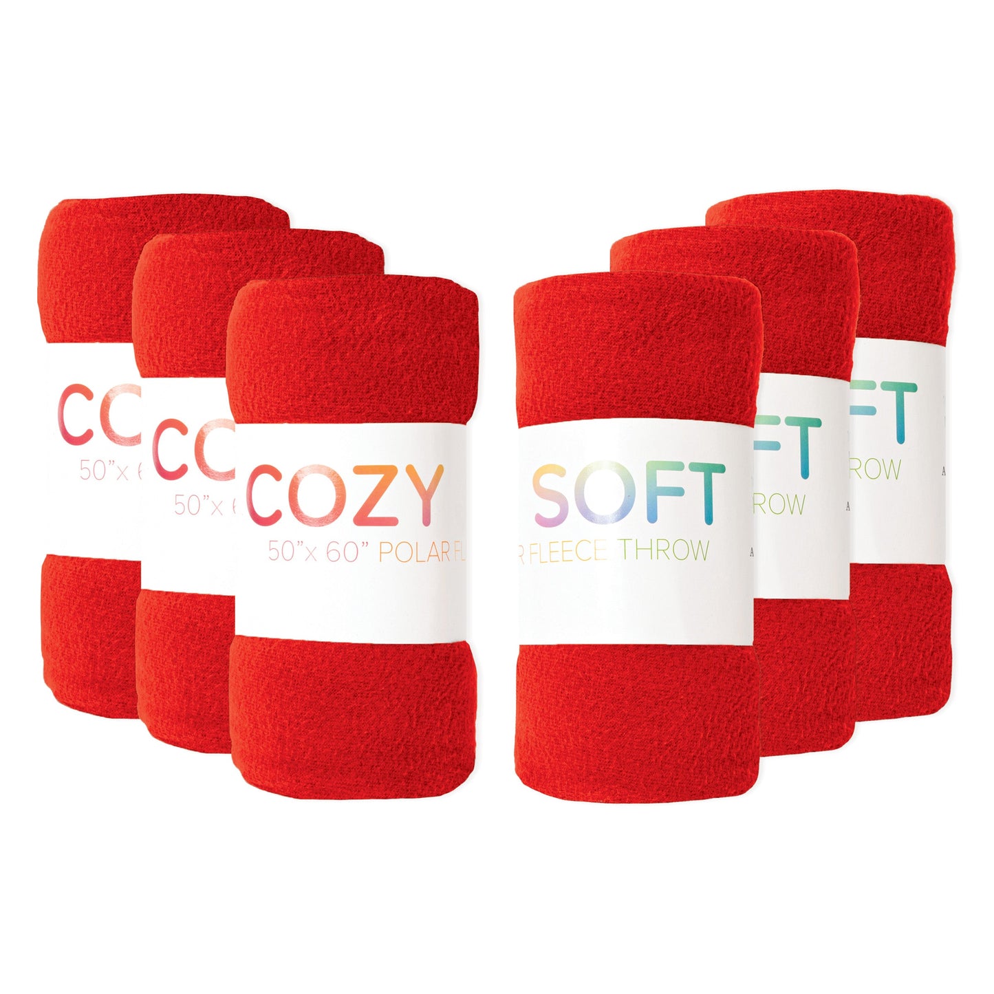 Arkwright Home® Cozy Soft Polar Fleece Throw 50x60 Red, 24/Case (FLC-PLR-5060-6PK-RD)