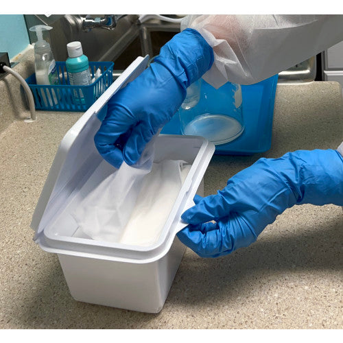 High-Tech Conversions FREE-SAT® Non-Sterile Pre-Saturated Poly-Cellulose Cleanroom Wipes, 70% IPA, 7"x7", 100/tub, 12 tubs/Case (HOSFS-NT1-77)