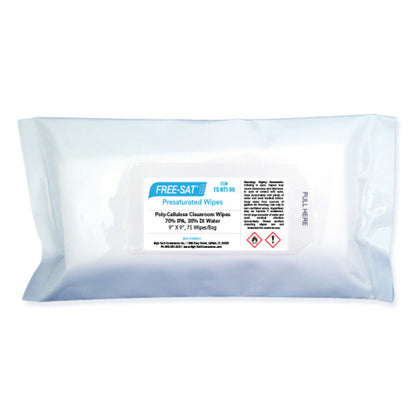 High-Tech Conversions FREE-SAT® Non-Sterile Pre-Saturated Poly-Cellulose Cleanroom Wipes, 70% IPA, 9"x9", 75/Bag, 12 Bags/Case (HOSFS-NT1-99)