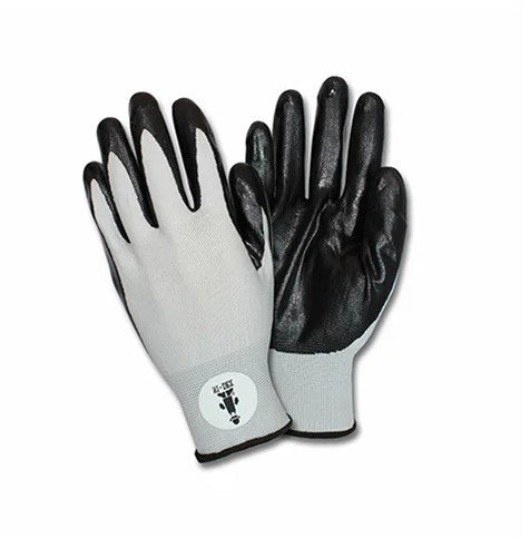 Safety Zone® Foam Coated Knit Gloves, Gray/Black, Med, 12 Pairs (SZNG-NIDEX-MD)