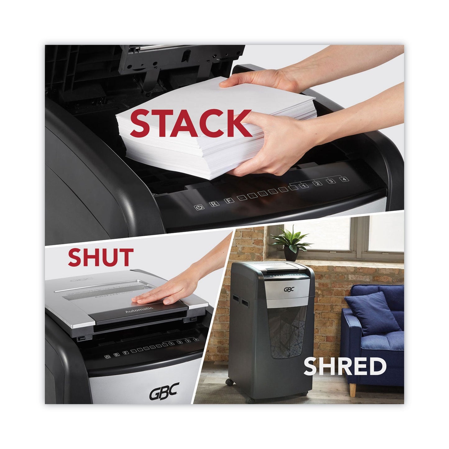 GBC AutoFeed+ 600X Super Cross-Cut Office Shredder, 600 Auto/15 Manual Sheet Capacity (GBCWSM1757510)