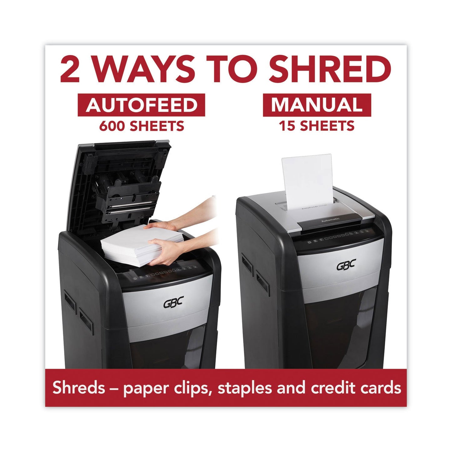 GBC AutoFeed+ 600X Super Cross-Cut Office Shredder, 600 Auto/15 Manual Sheet Capacity (GBCWSM1757510)