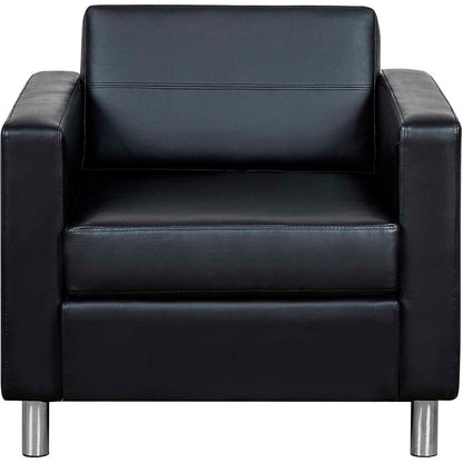 Interion Antimicrobial Upholstered Leather Club Chair, Black (WB695735-AM)