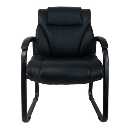 Interion Antimicrobial Bonded Leather Guest Chair, Black (WB695626-AM)