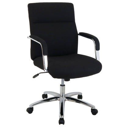 Interion Office Chair With High Back & Fixed Arms, Fabric, Black (WB695622BK)