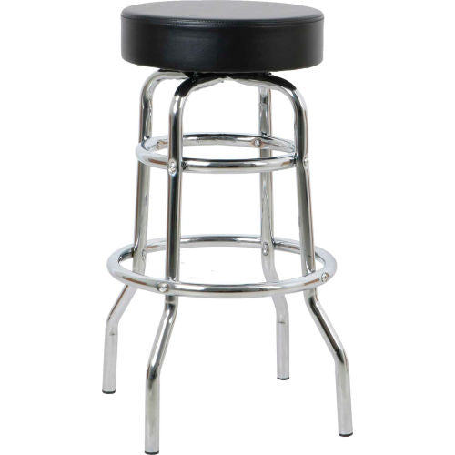 Interion Antimicrobial Bonded Leather Swivel Barstool, 30"H, Black (WB695726-AM)