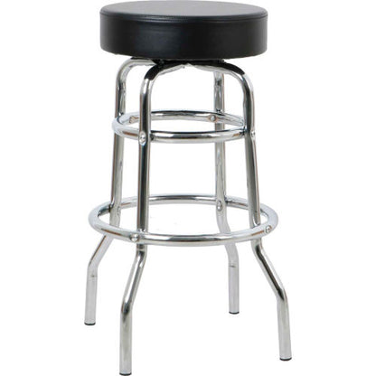 Interion Antimicrobial Bonded Leather Swivel Barstool, 30"H, Black (WB695726-AM)