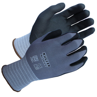 Safety Zone® Micro-Foam Nitrile Coated Gloves 15G, Gray/Black, Med, 12 Pairs (SZNGCN15GM)