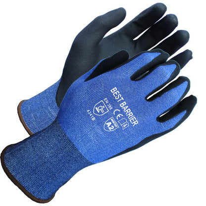 Safety Zone® Micro-Foam Nitrile Coated Cut Resistant Gloves 18G A2 Black/Blue Lrg, 12 Pairs (SZNGCN18A2BL)