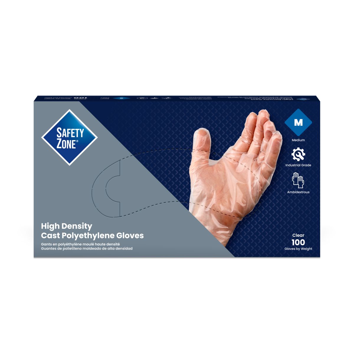 Safety Zone® Polyethylene Gloves, Clear, Med, Case of 1000 (SZNGDCP-MD)