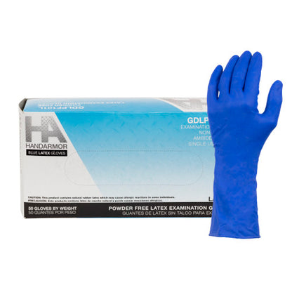 Hand Armor® High Risk Latex Gloves, Powder Free, Dark Blue, 13 mil, Medium, Box of 50 (HOSGDLPF101M)