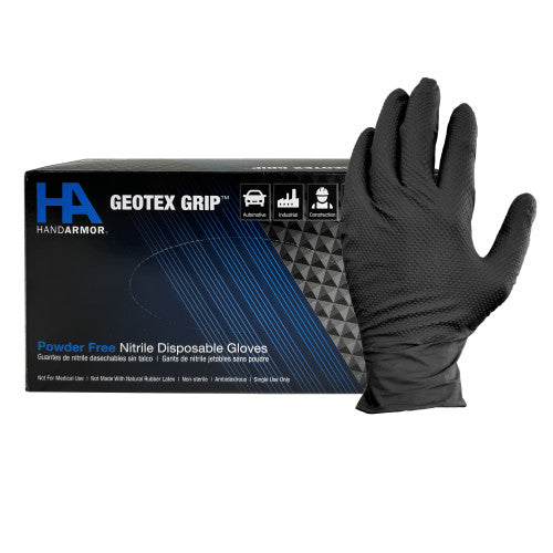 Hand Armor® Nitrile Textured Gloves, Powder Free, 9 mil, Black, Large, Box of 100 (HOSGDNT107BKL)