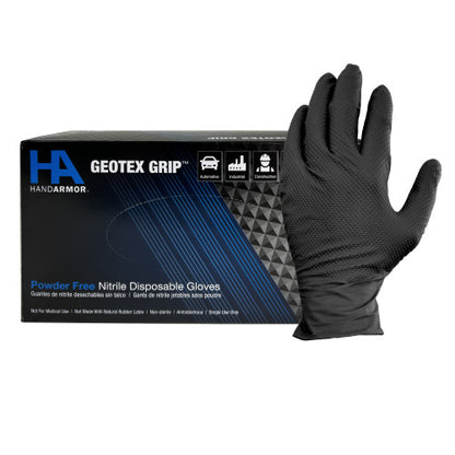Hand Armor® Nitrile Textured Gloves, Powder Free, 9 mil, Black, Large, Box of 100 (HOSGDNT107BKL)