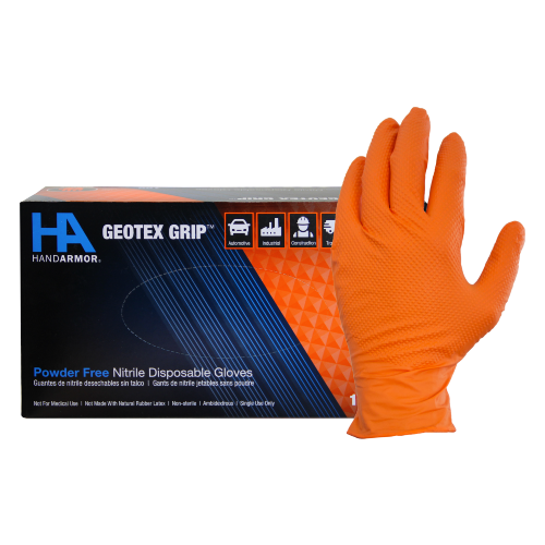 Hand Armor® Nitrile Textured Gloves, Powder Free, 9 mil, Orange, Large, Box of 100 (HOSGDNT107ORL)