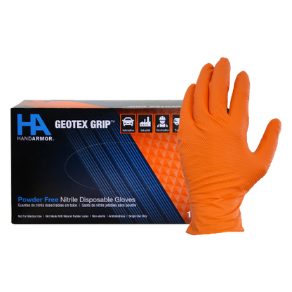 Hand Armor® Nitrile Textured Gloves, Powder Free, 9 mil, Orange, Large, Box of 100 (HOSGDNT107ORL)