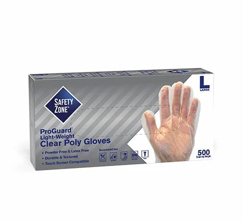 Safety Zone® Polyethylene High Density Gloves, Clear, XL, Case of 1000 (SZNGDPE-XL-5)