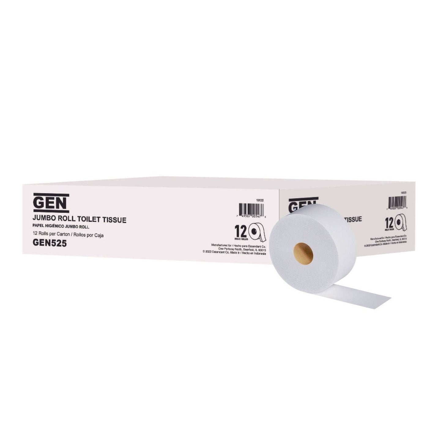 GEN Jumbo Roll Bath Tissue, 2-Ply, White, 525 ft x 3.2", 12 Rolls/Carton (GEN525)