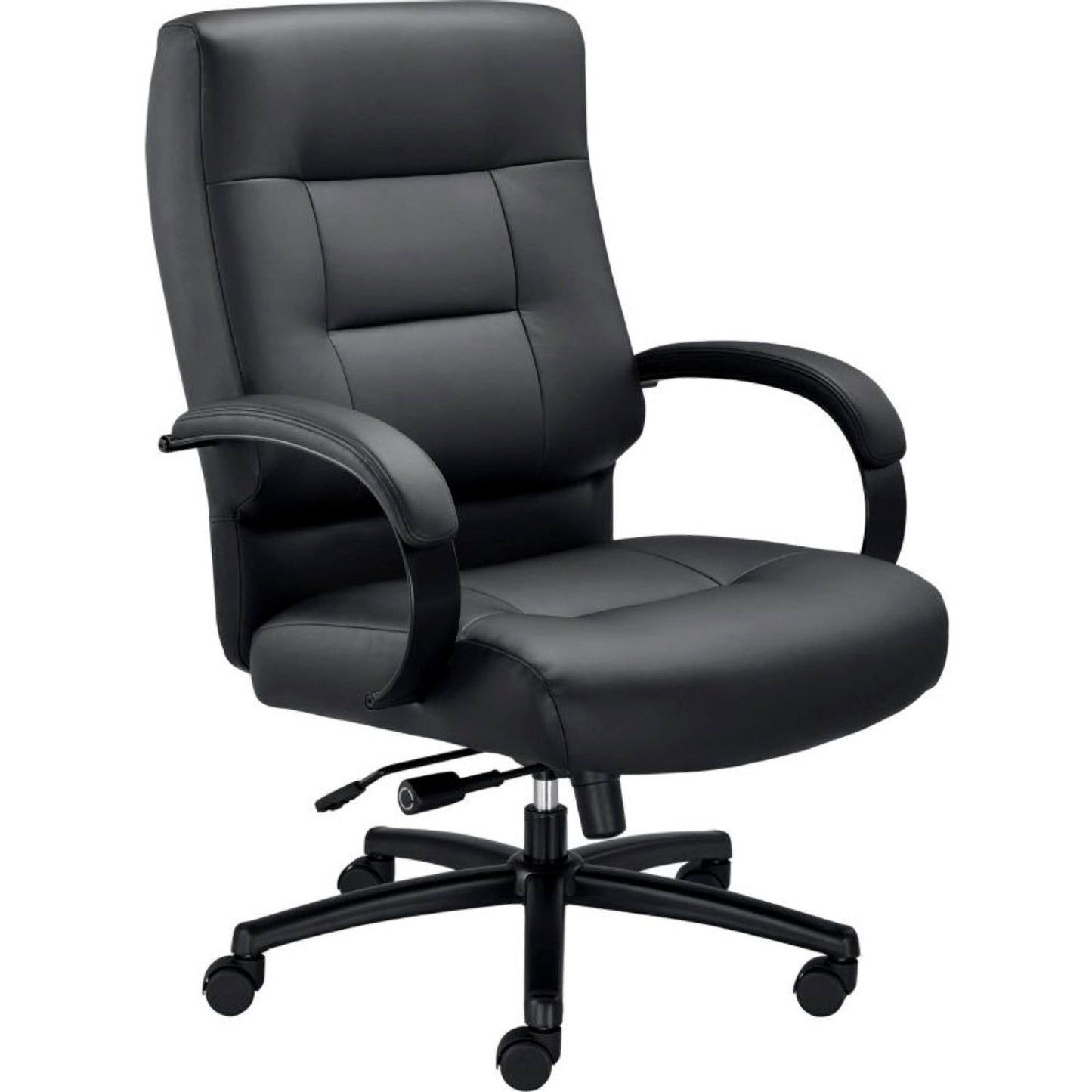 Interion Big & Tall Executive Chair With High Back & Fixed Arms, Bonded Leather, Black (WB238524)