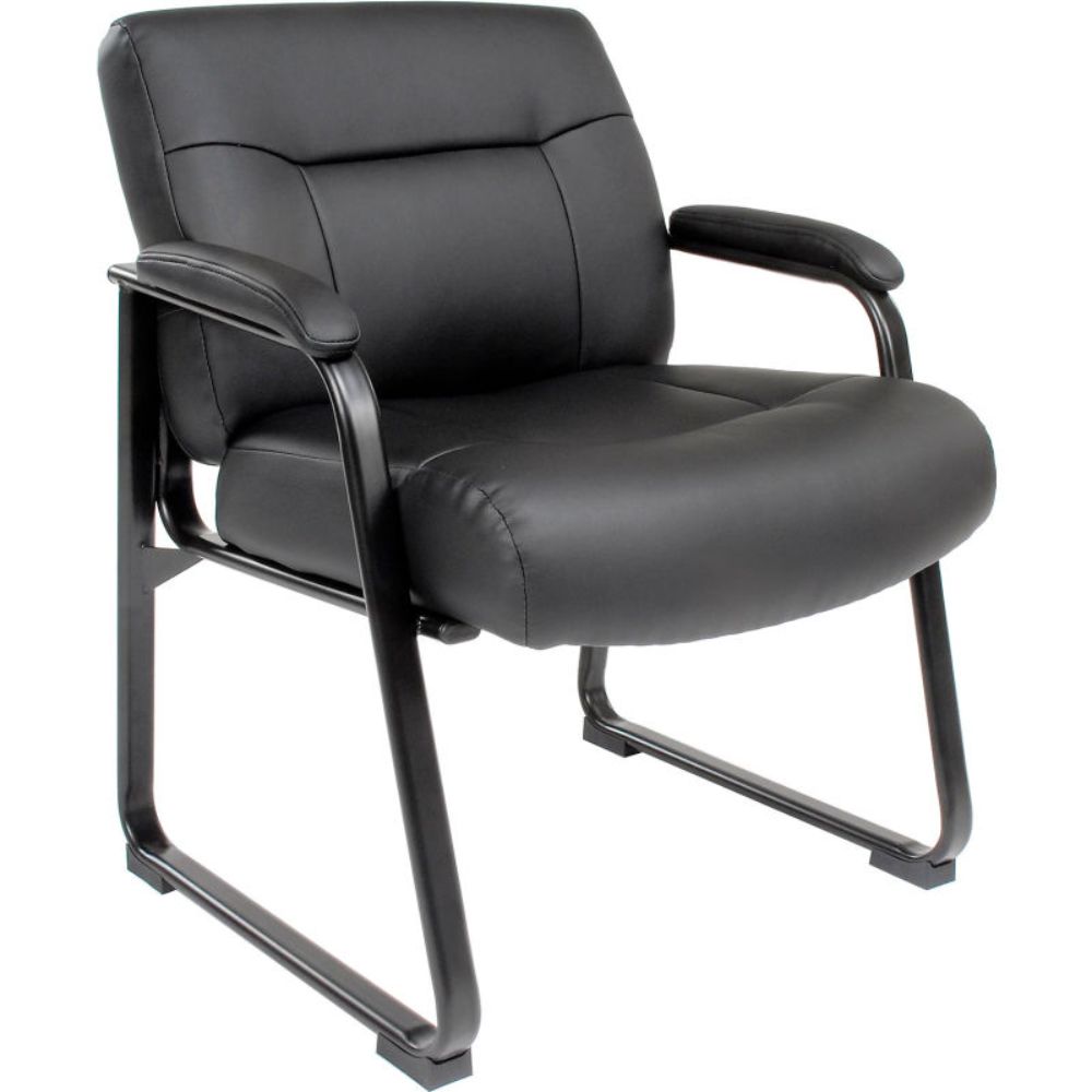 Interion Big and Tall Waiting Room Chair - Bonded Leather - High Back - Black (WB238530)