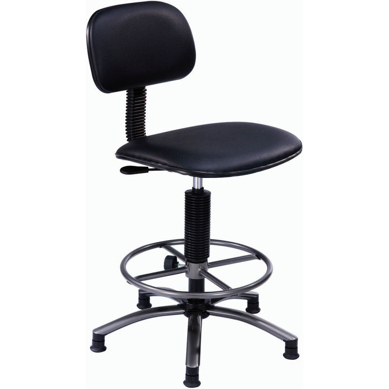 Interion Office Stool - Vinyl - 25"- 29" - Black (WB240146)