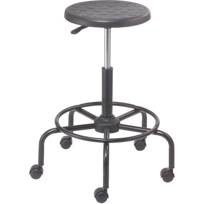 Interion Shop Stool with Footrest - Polyurethane - Black (WB240273)