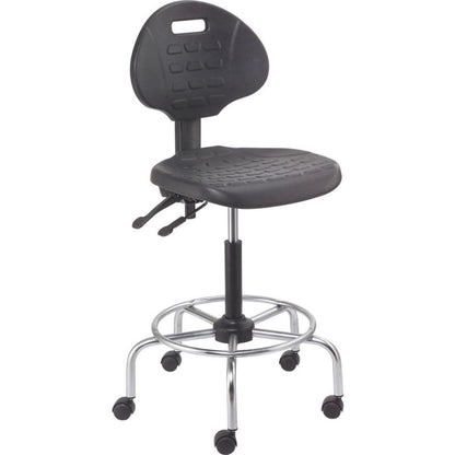 Interion 4-Way Black Adjustable Shop Stool With Chrome Base (WB240274)