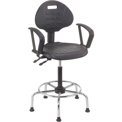 Interion Shop Stool with Armrest - Polyurethane - 4 Way Adjustable - Black (WB240275)
