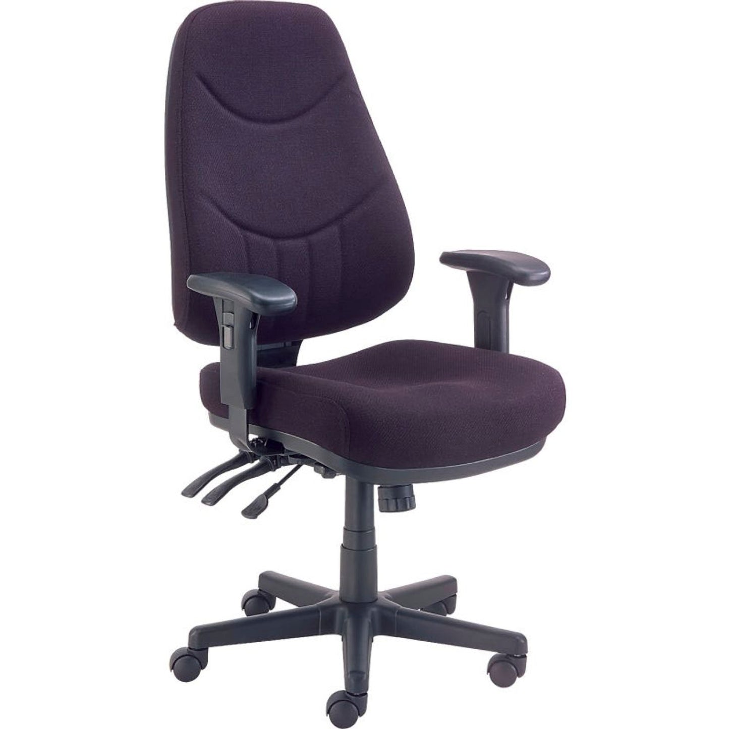 Interion Multifunction Chair With Mid Back, Adjustable Arms, Fabric, Black Seat/Black Base (WB250575BK)