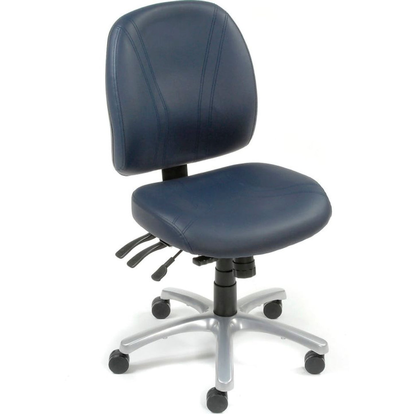 Interion Multifunction Chair With Mid Back, Vinyl, Blue (WB250605BL)
