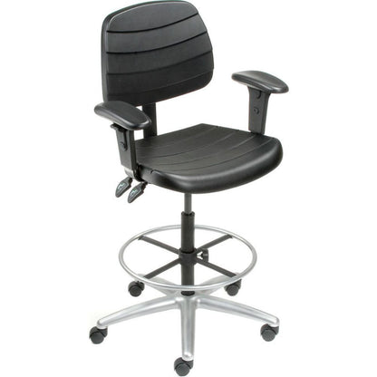 Interion Shop Stool with Arms - Polyurethane - 6 Way Adjustable - Black (WB250613)