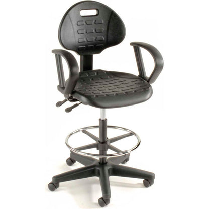 Interion 5-Way Black Adjustable Ergonomic Stool With Arms (WB250627)