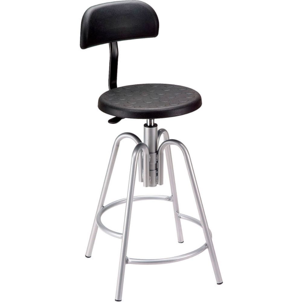 Interion Shop Stool with Backrest - Polyurethane - Black (WB250789)