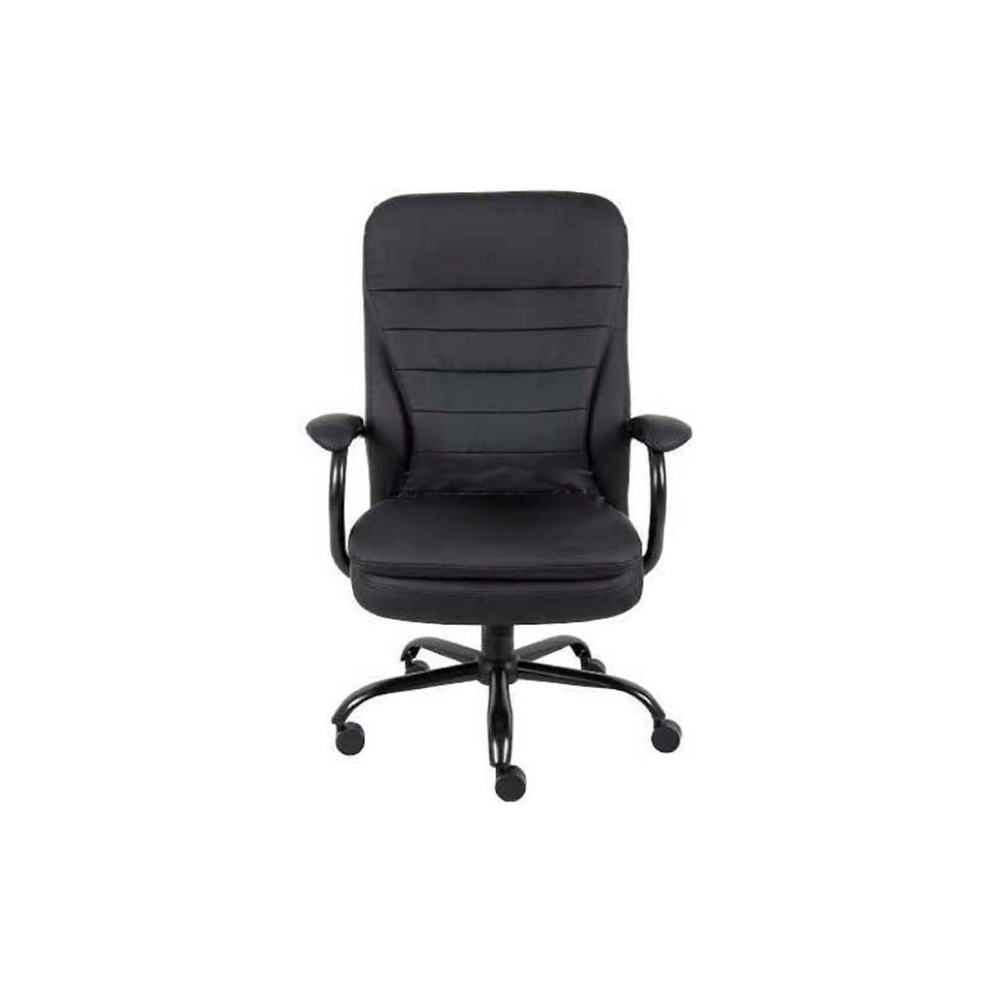 Interion Big & Tall Executive Chair With High Back & Fixed Arms, Synthetic Leather, Black (WB277374)