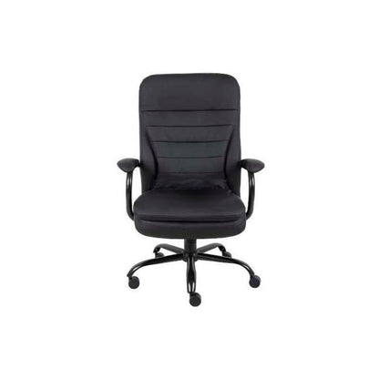 Interion Big & Tall Executive Chair With High Back & Fixed Arms, Synthetic Leather, Black (WB277374)