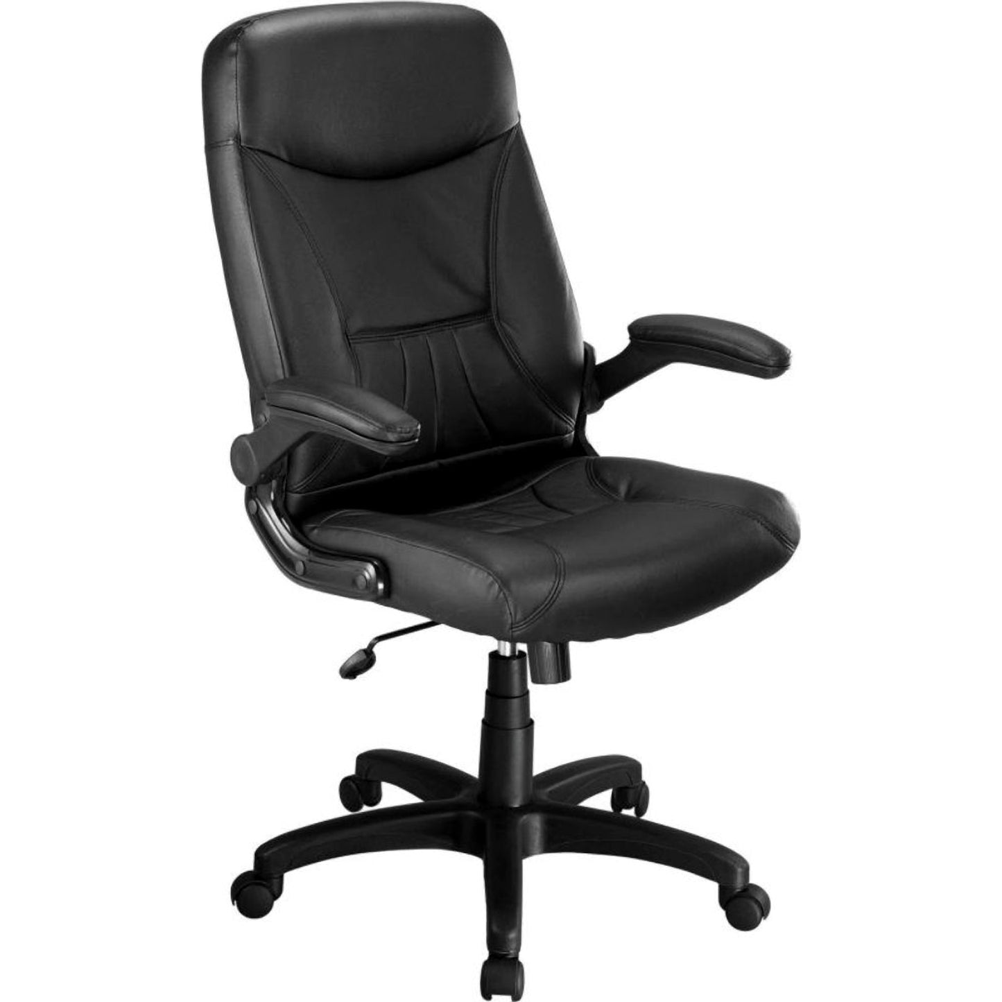 Interion Executive Chair With High Back & Fixed Arms, Leather, Black (WB277492)