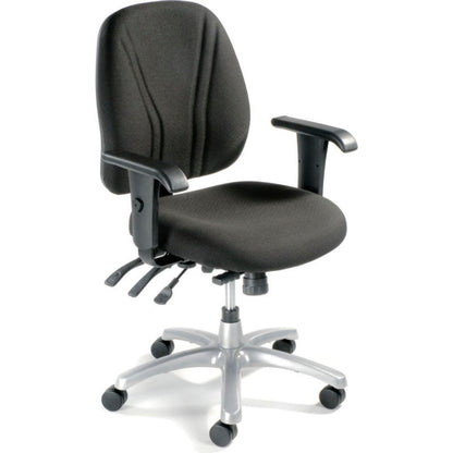 Interion Multifunction Chair With Mid Back, Adjustable Arms, Fabric, Black Seat/Silver Base (WB506575BK)