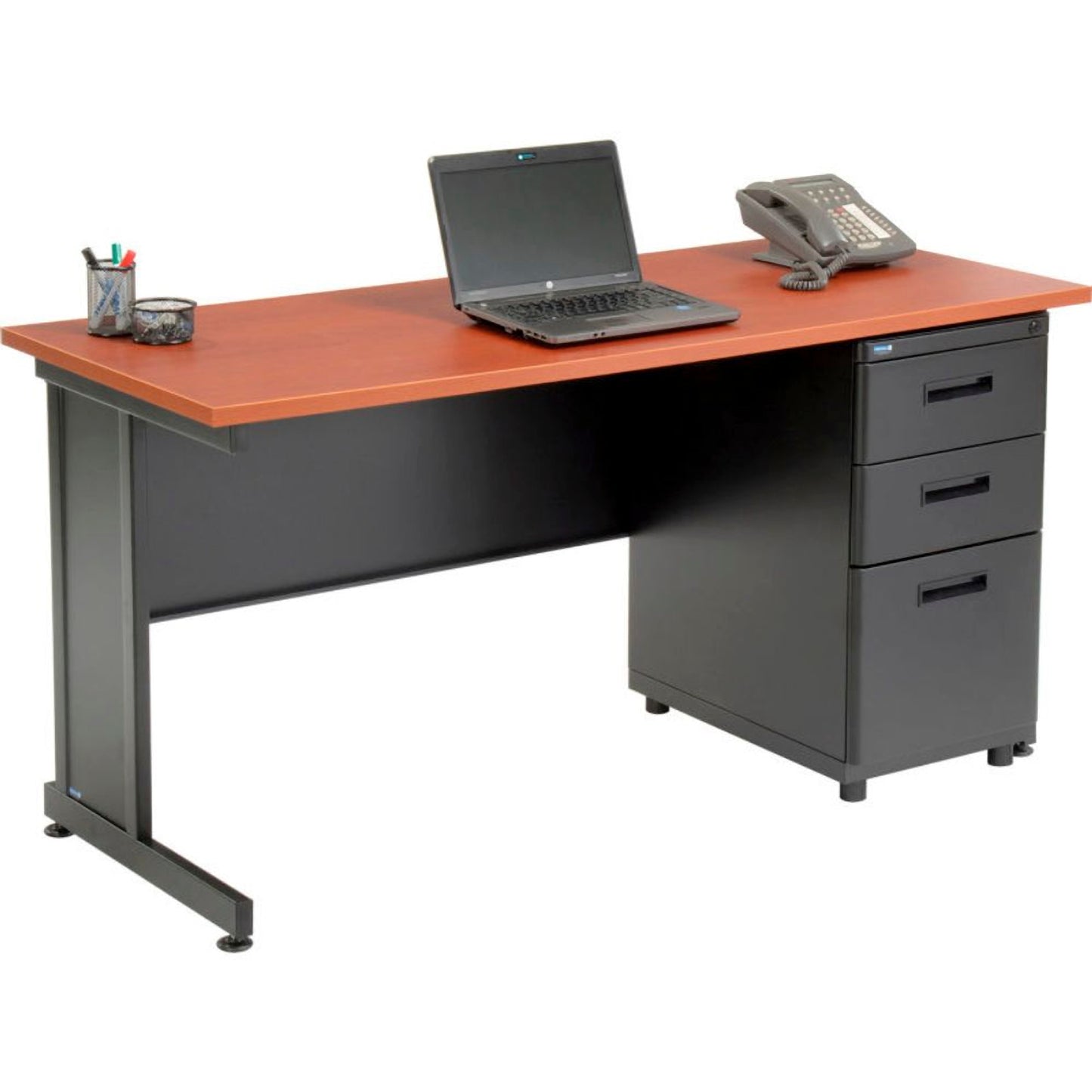 Interion Office Desk with 3 Drawers - 60" x 24" - Cherry (WB670073CH)