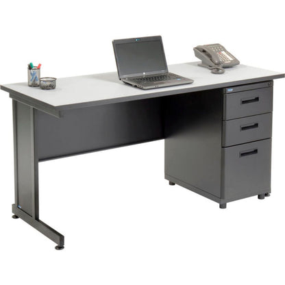 Interion Office Desk With 3 Drawers, 60"W x 24"D - Gray (WB670073GY)