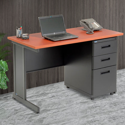 Interion Office Desk with 3 Drawers - 48" x 24" - Cherry (WB670078CH)