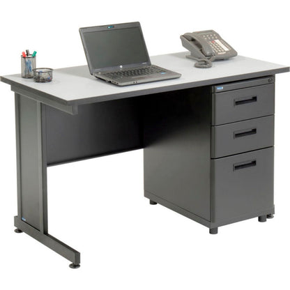 Interion Office Desk with 3 Drawers - 48" x 24" - Gray (WB670078GY)