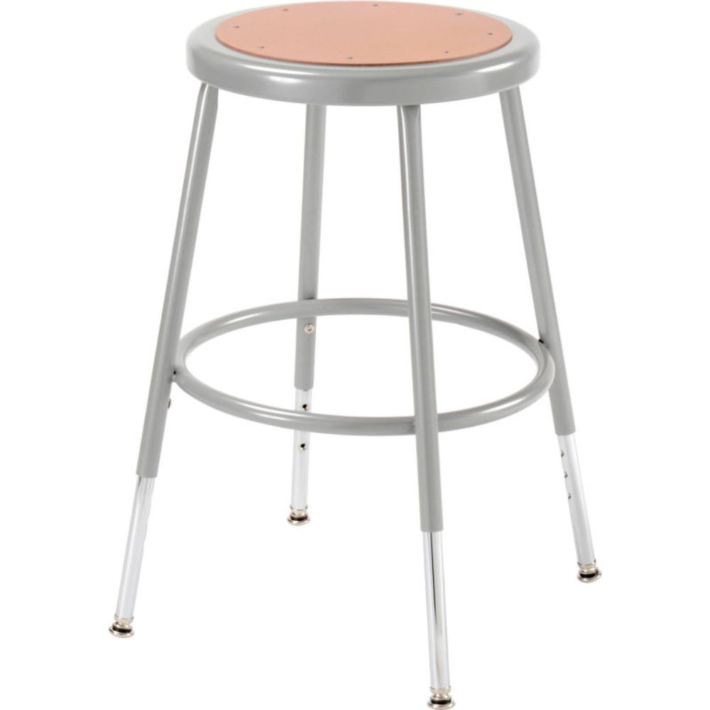 Interion Steel Shop Stool with Hardboard Seat – Adjustable Height 19"-27" - Gray - Pack of 2 (WB688305)