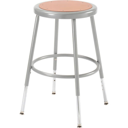 Interion Steel Shop Stool with Hardboard Seat – Adjustable Height 19"-27" - Gray - Pack of 2 (WB688305)