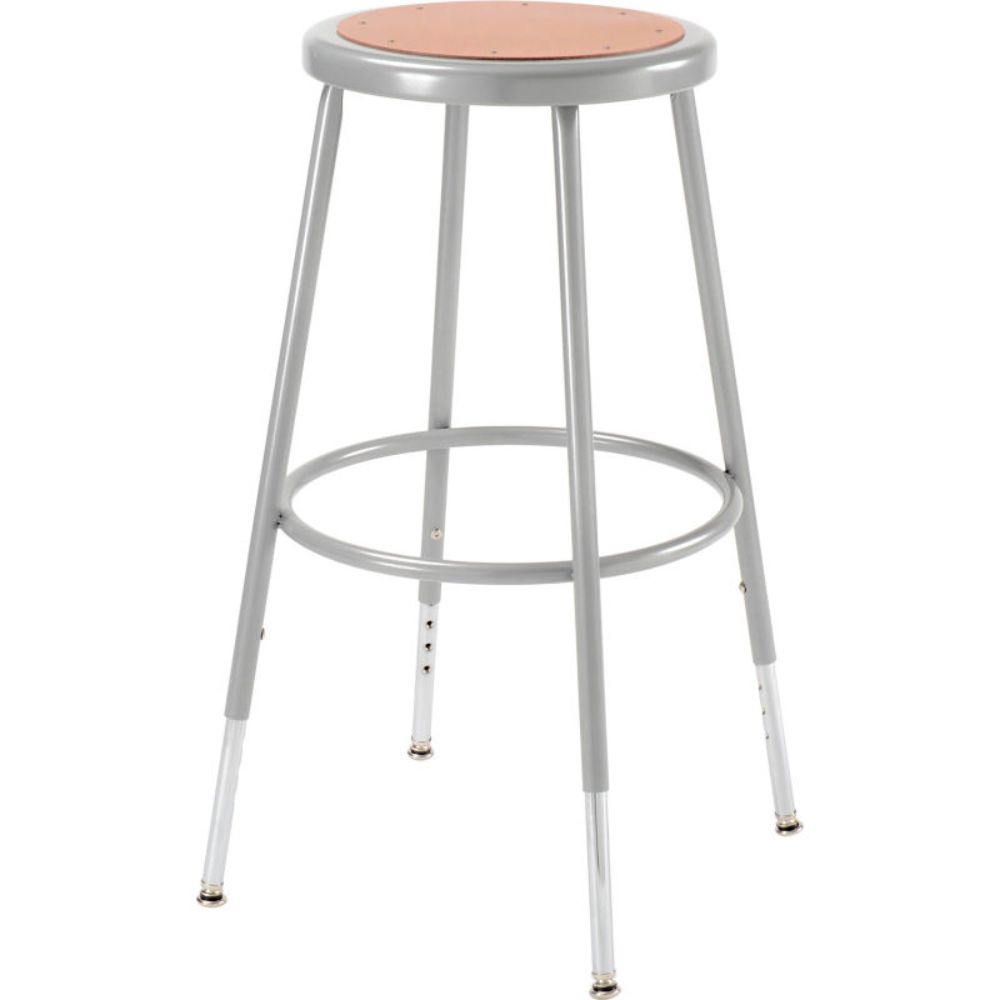 Interion Steel Shop Stool with Hardboard Seat – Adjustable Height 25"-33" - Gray - Pack of 2 (WB688306)