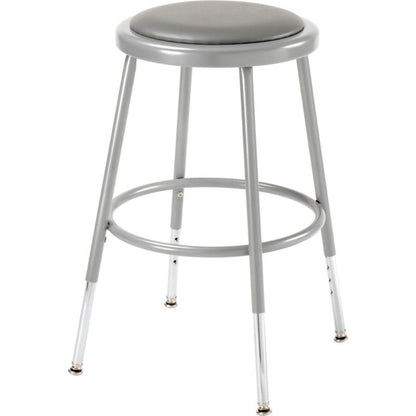 Interion Steel Shop Stool with Padded Seat - Adjustable Height 19" - 27" - Gray - Pack of 2 (WB688307)