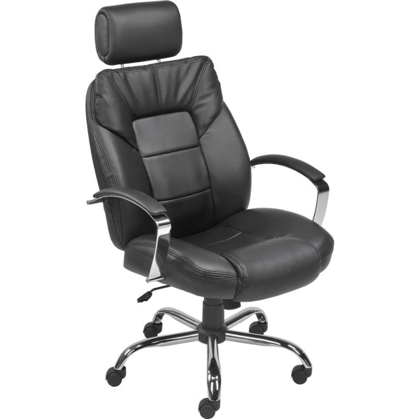 Interion Big & Tall Chair With High Back & Fixed Arms, Bonded Leather, Black (WB694738)