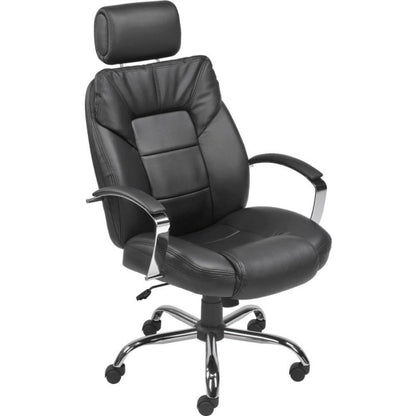 Interion Big & Tall Chair With High Back & Fixed Arms, Bonded Leather, Black (WB694738)