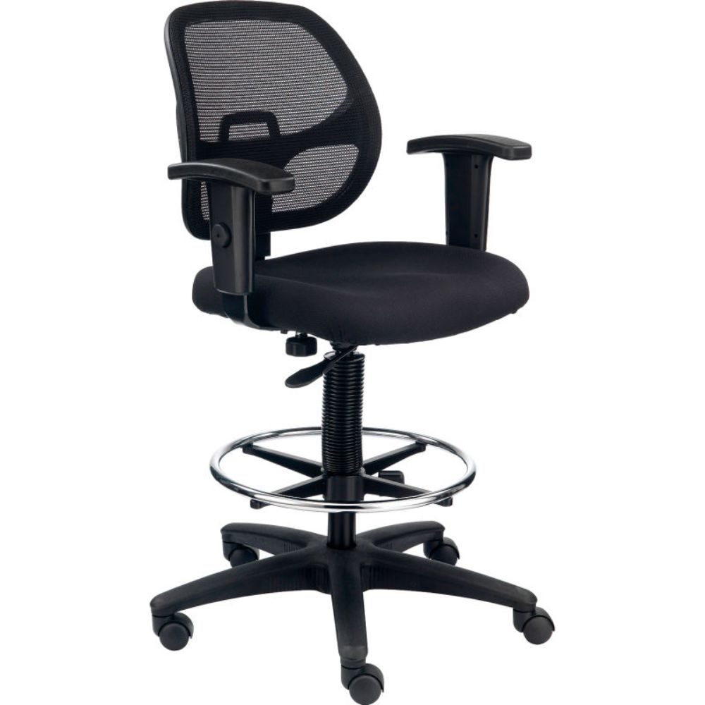 Interion Drafting Stool, Fabric, Black (WB695262)