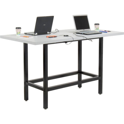 Interion Standing Height Table With Power, 72"L x 36"W, Gray (WB695431)