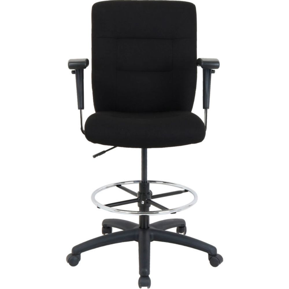 Interion Drafting Stool - Adjustable Armrests - Fabric - Black (WB695614)